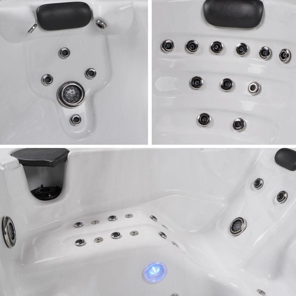 Aqualife® by Strong Spas® Annapolis™ 6-Person 50-Jet Lounger Hot Tub Spa with 2 Pumps, LED Lighting, Stainless Steel Heater and Ozonator, Insulated Cover Included