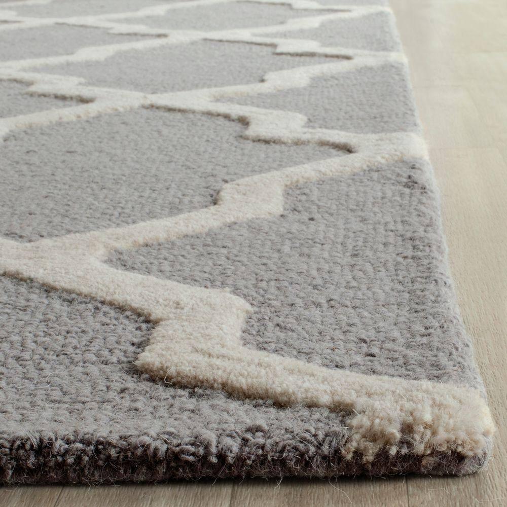 Cambridge Silver/Ivory Doormat 2 ft. x 3 ft. Geometric Trellis Area Rug