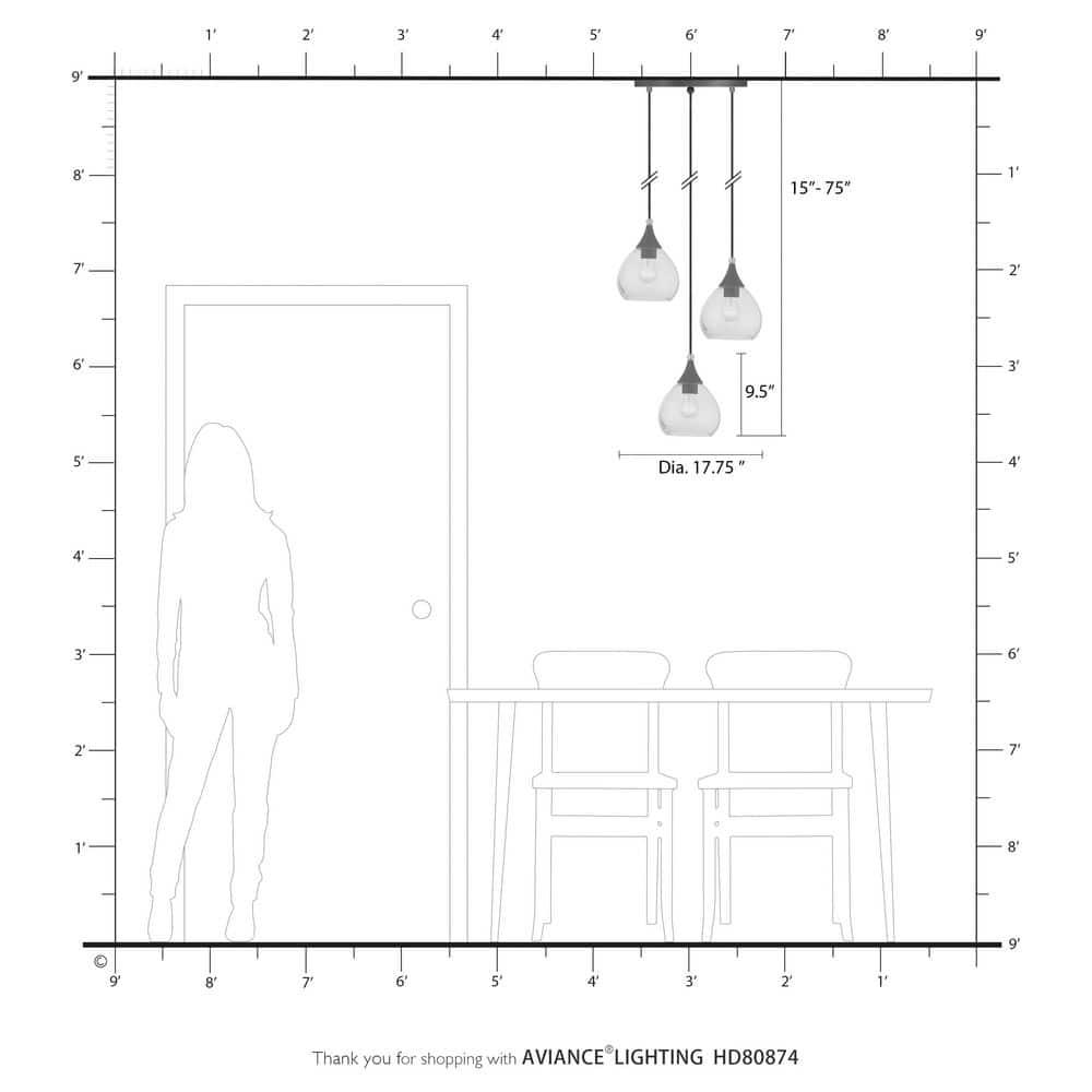Livex Lighting Catania 3 - Light Pendant in  Black/Brushed Nickel