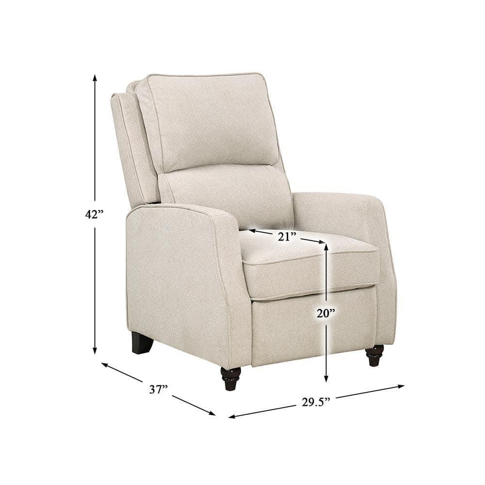 Lexicon Loveland Upholstered Fabric Push Back Recliner in Beige
