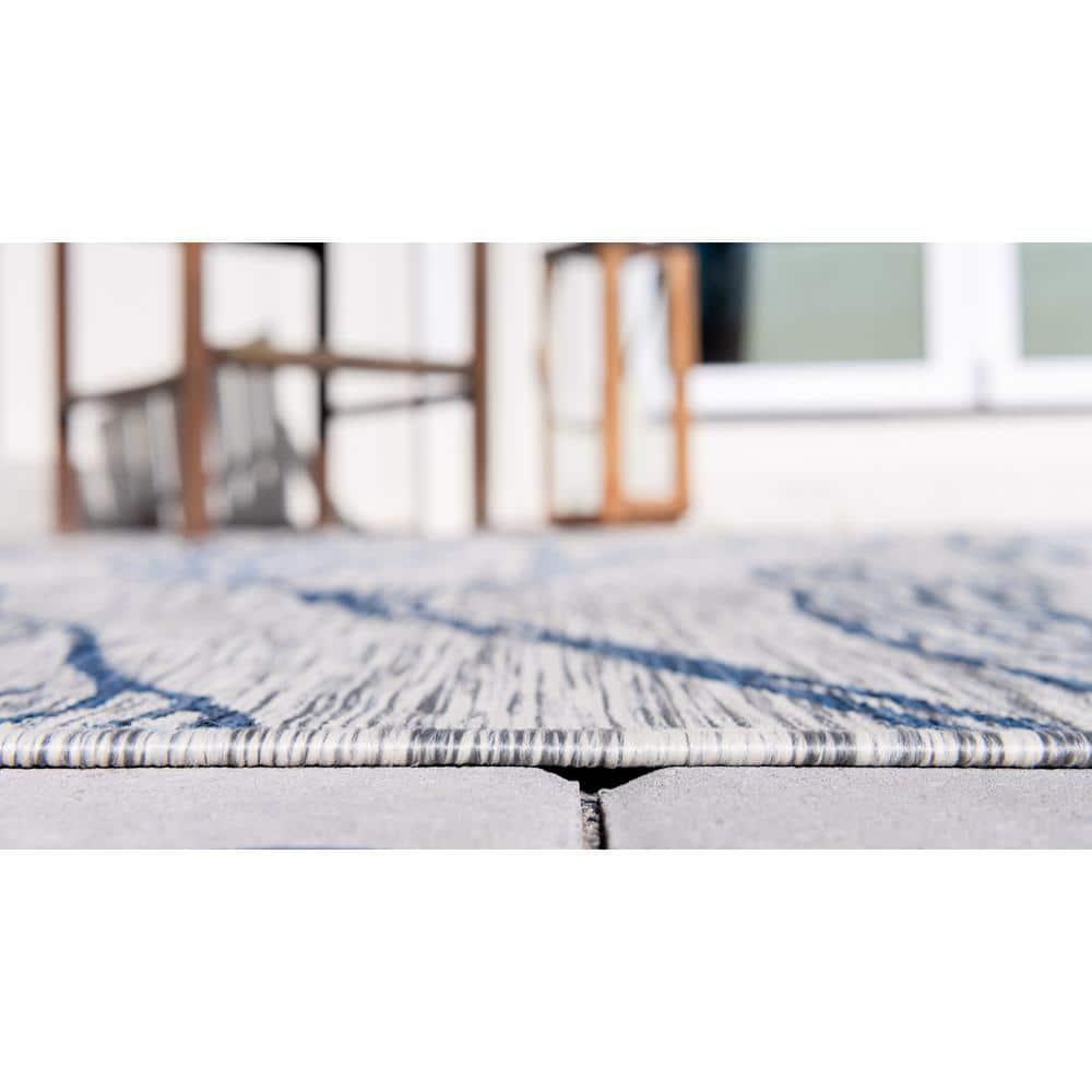 Unique Loom 4' 1 x 6' 1 Rectangle Indoor/Outdoor Botanical Light Gray Area Rug