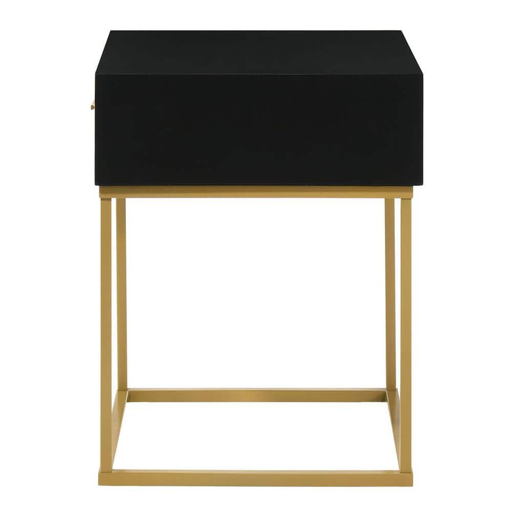 LuXeo LuXeo Catalina One Drawer Nightstand with Mustard Gold Legs