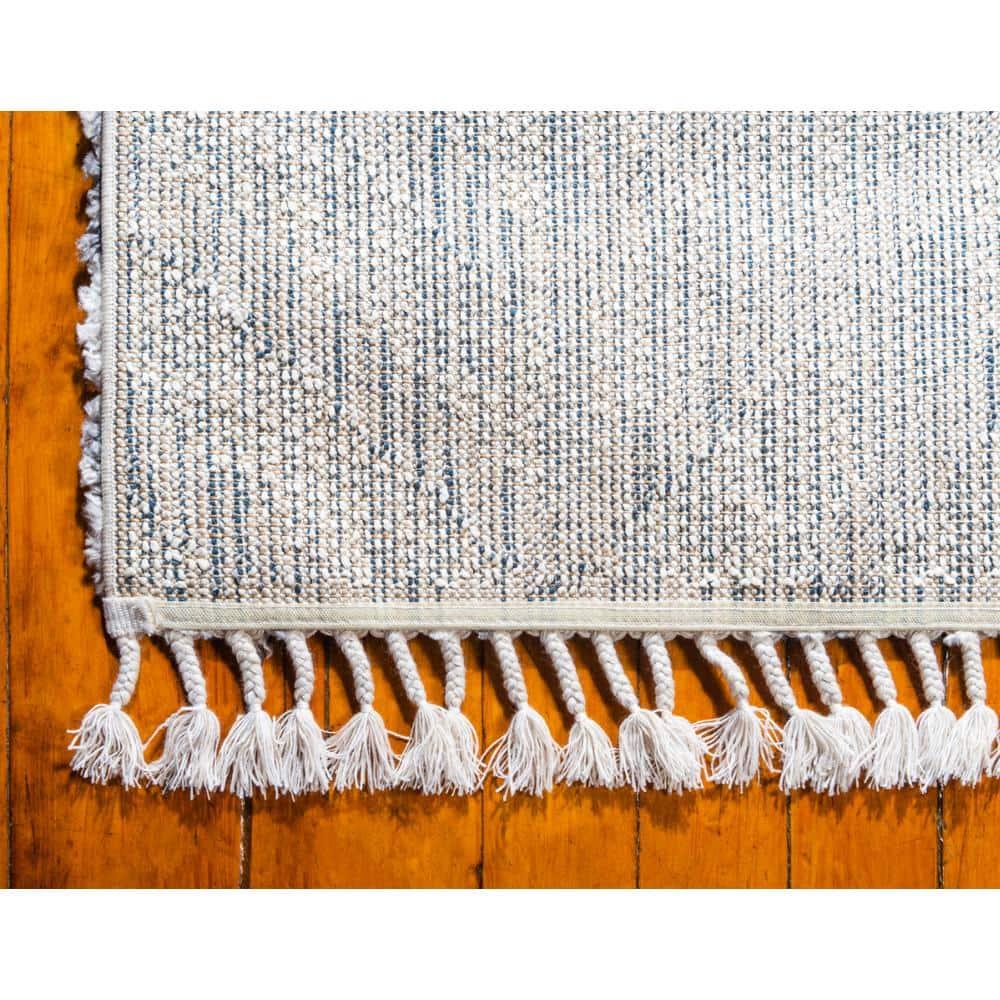 Unique Loom Hygge Shag Collection Area Rug - Diamond (5' 1" x 8' Rectangle, Ivory/ Gray)