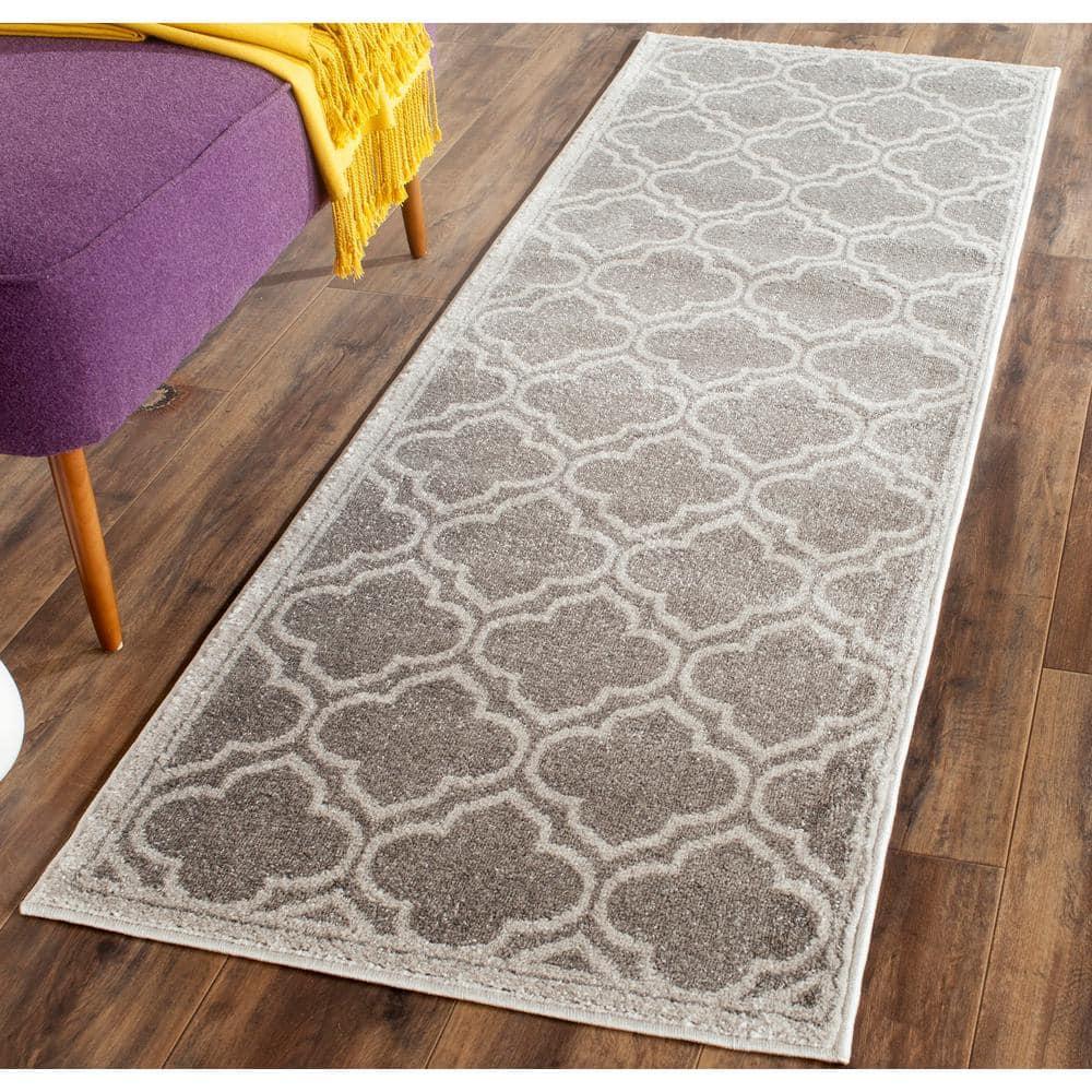 Amherst AMT412 Power Loomed Runner Rug - Grey/Light Grey - 2'3"x22' - Safavieh.