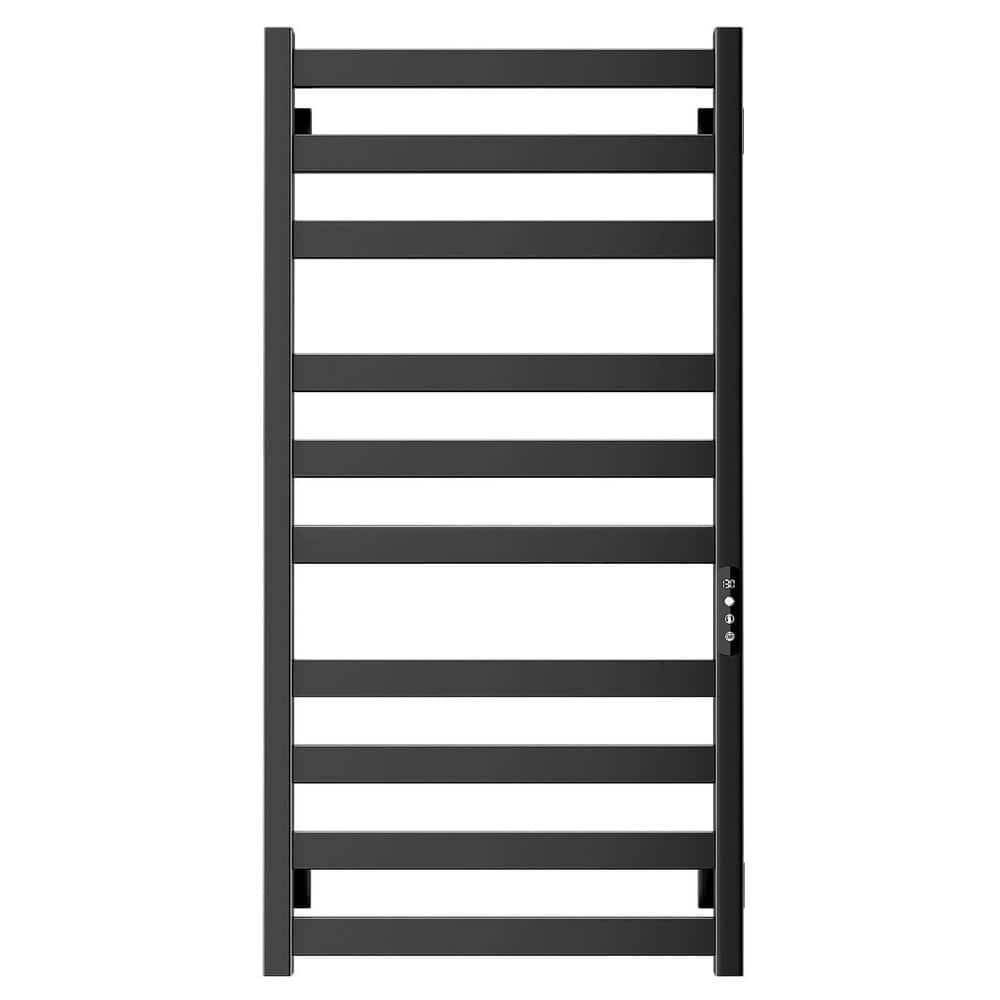 Towel Warmer,Stainless Steel Towel Warmer Rack for Bathroom -10 Bars Wall Mounted Towel Heater with Intelligent Touch Screen Timer, Hard Wired/Plug-in, Black