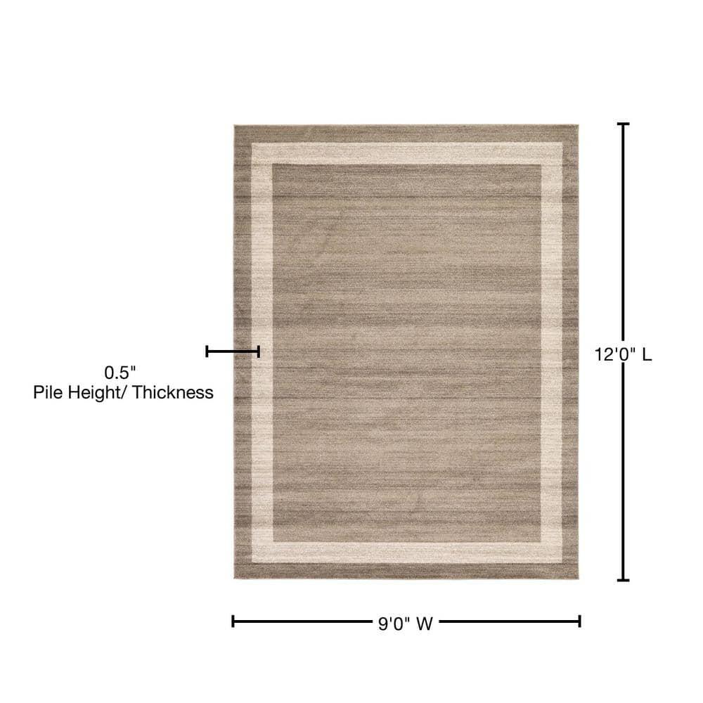 Unique Loom Del Mar Collection Area Rug - Maria (9' x 12' Rectangle Light Brown/Ivory)