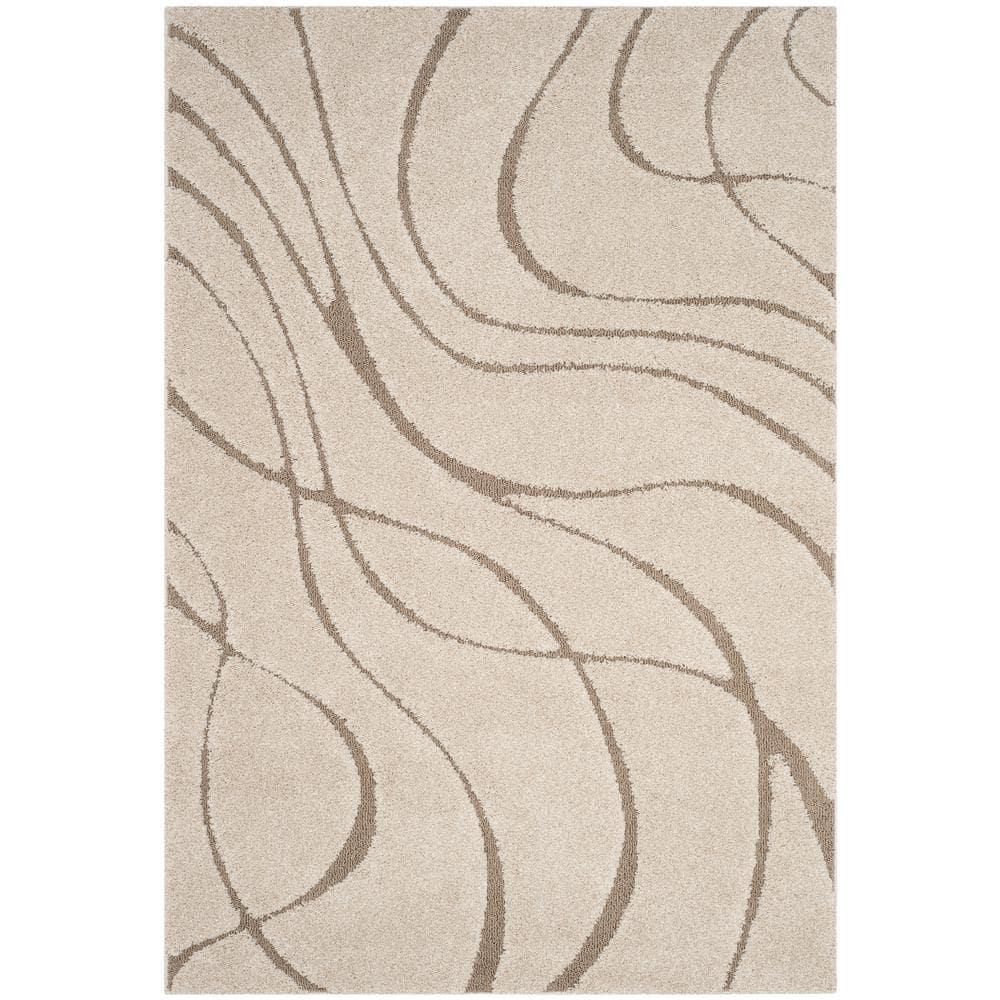 Florida Shag SG471 Power Loomed Indoor Area Rug - Cream/Beige - 5'3"x7'6" - Safavieh
