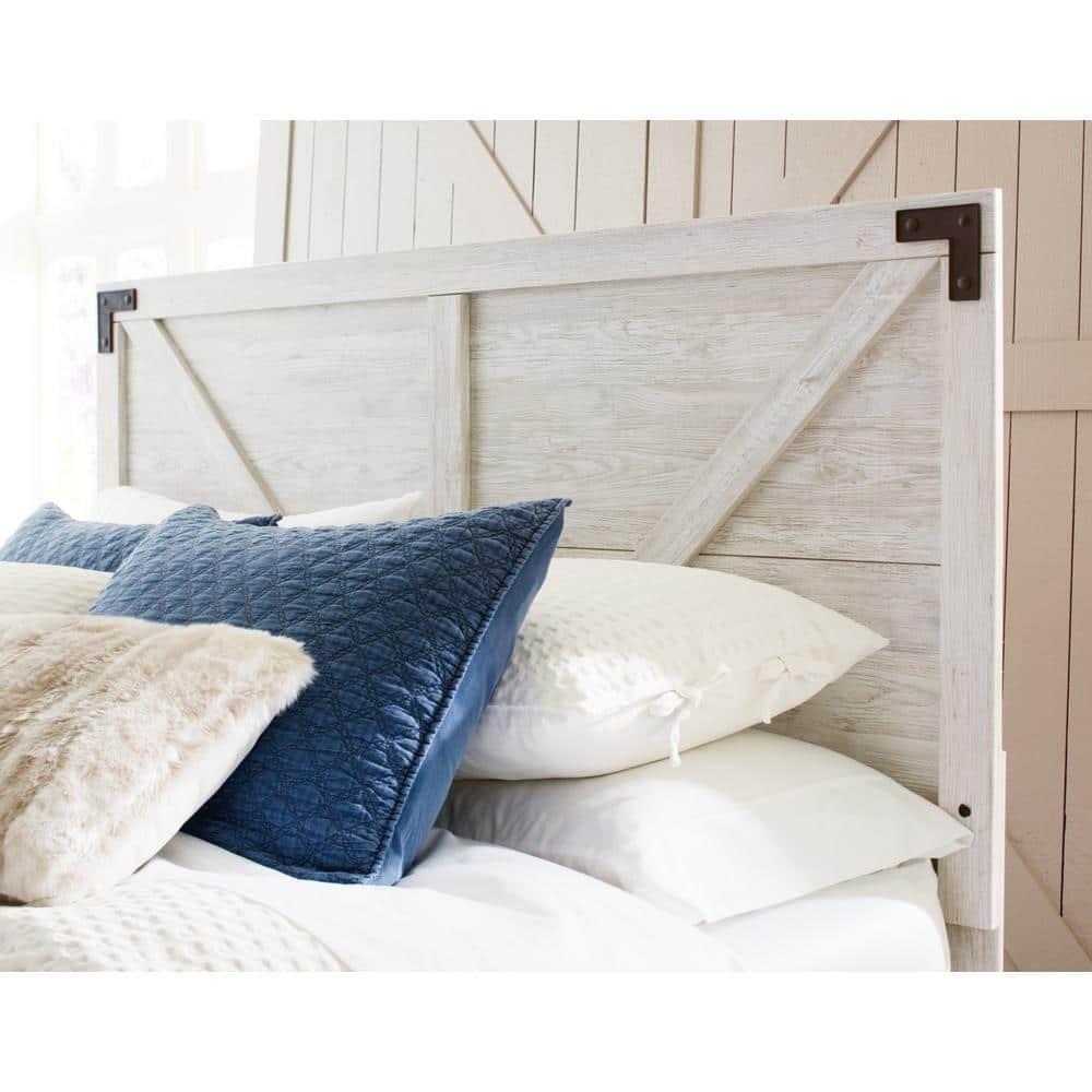 Queen Shawburn Panel Headboard White/Dark Gray - Signature Design by Ashley: Crossbuck Detail, Wood Frame Mounted