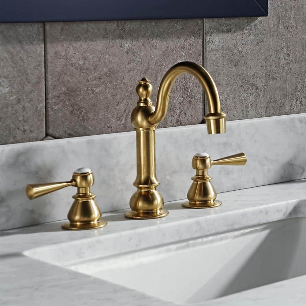Water Creation  Satin Brass High Arc Torch Lever Handle True Brass Lavatory Faucet