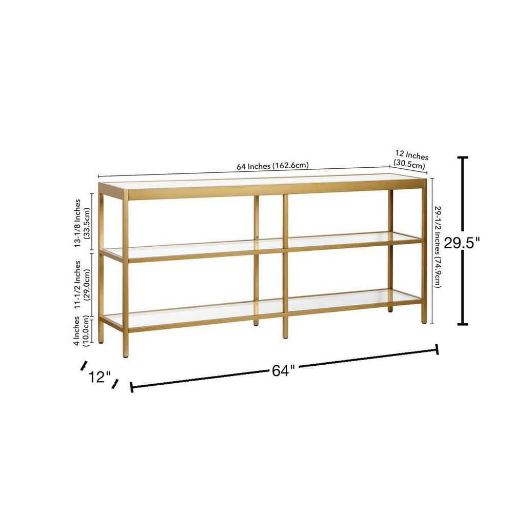 Evelyn&Zoe Alexis 64" Wide Rectangular Console Table, Brass