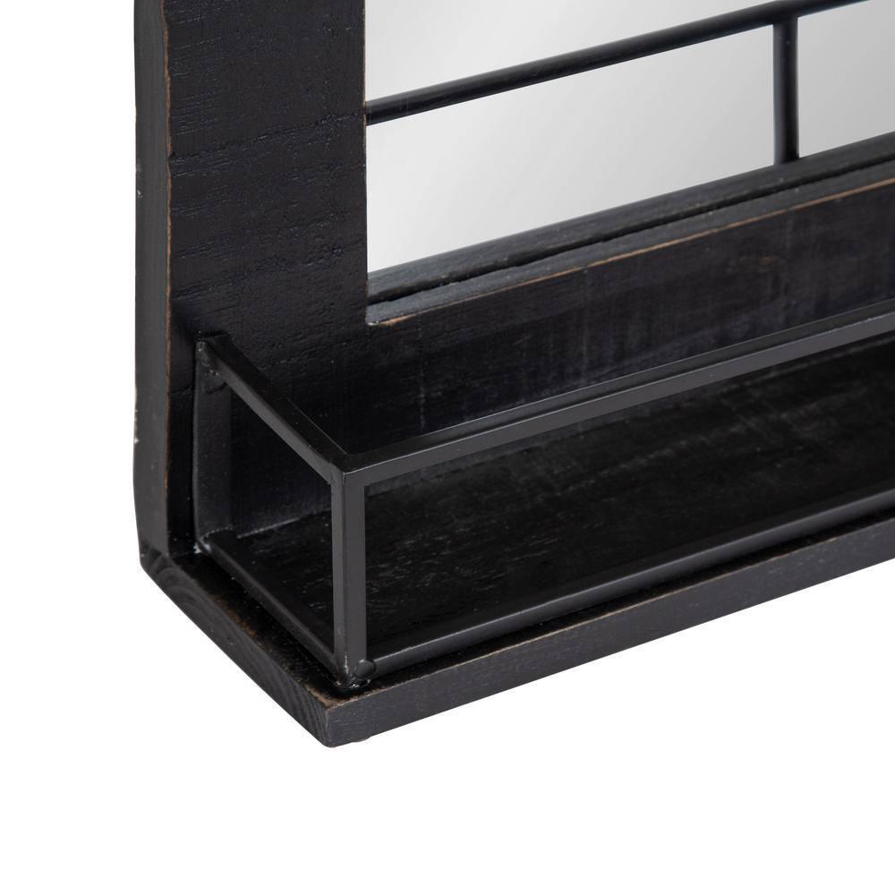 24" x 31" Cates Framed Wall Mirror with Shelf Black - Kate & Laurel All Things Decor: Modern Rectangular, No Assembly Required