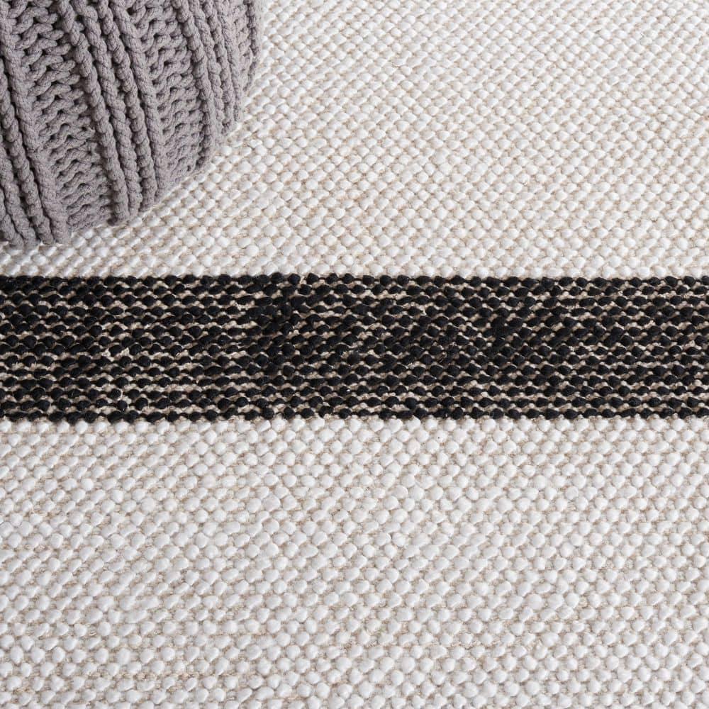 Natura NAT324 Flat Weave Indoor Area Rug - Ivory/Black - 6'x6' - Safavieh