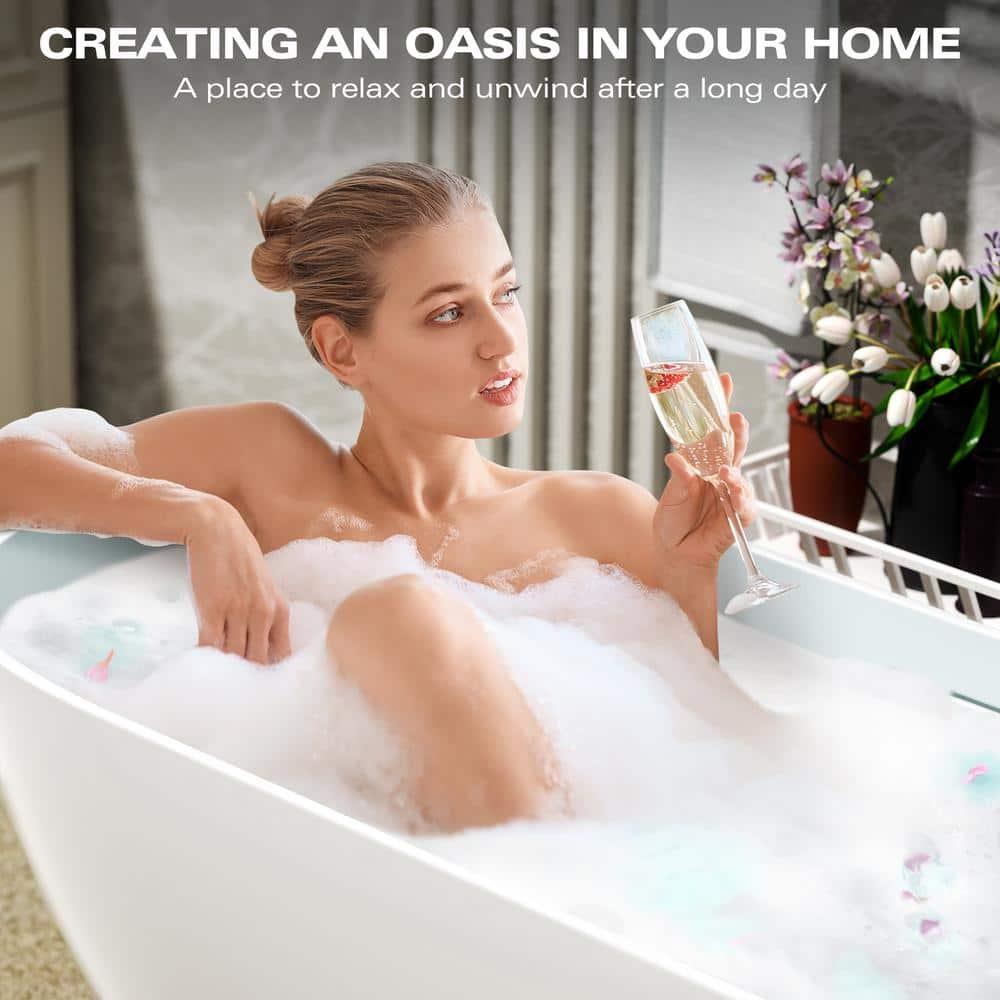 63" Matte White Acrylic Freestanding Soaking Bathtub