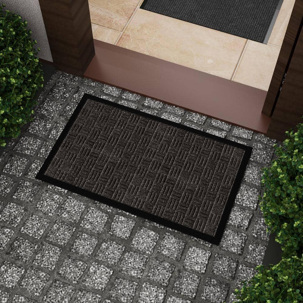 Ottomanson Carpeted Rubber Outdoor Non-Slip Outdoor Door Mat