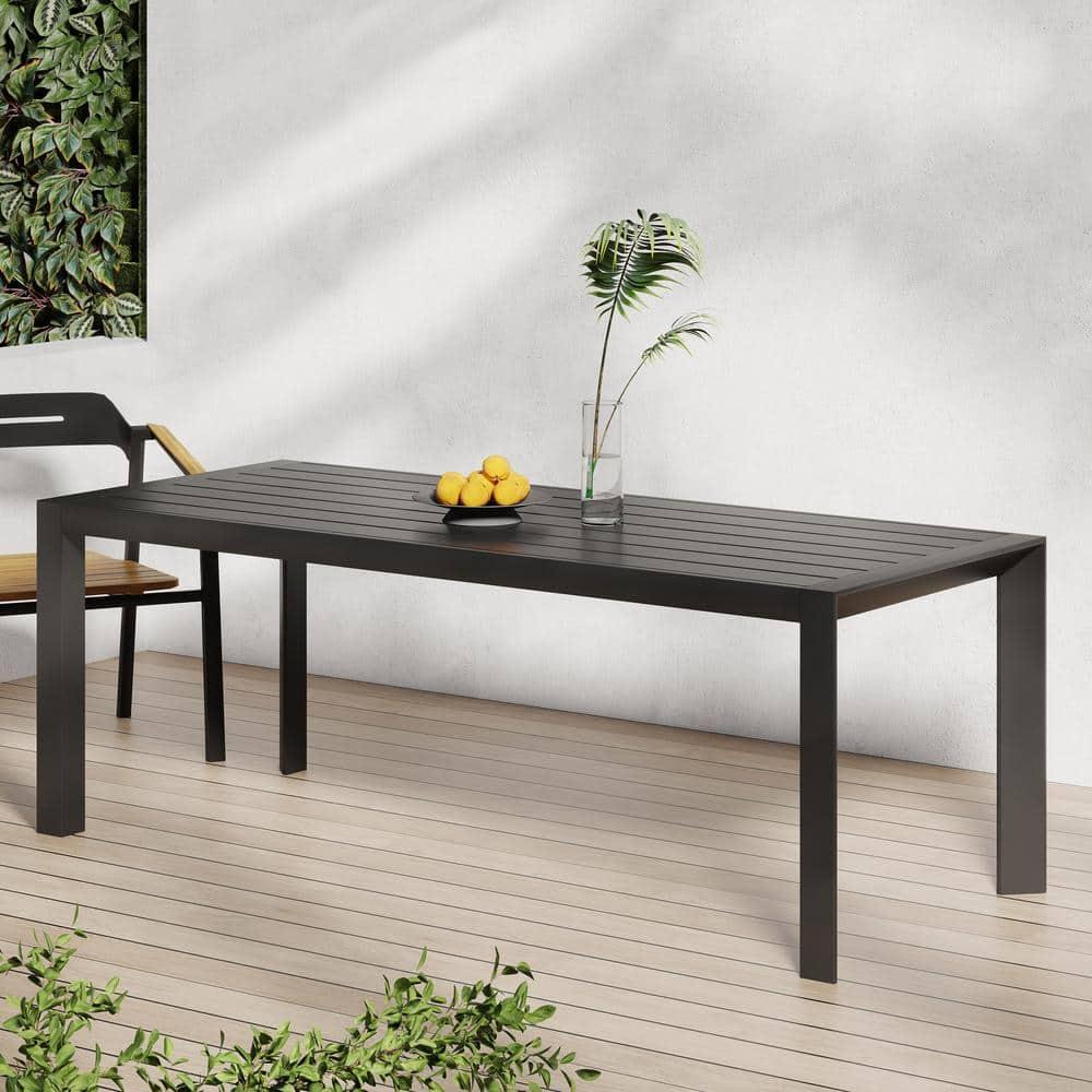 Combes Aluminum Outdoor Dining Table, Black