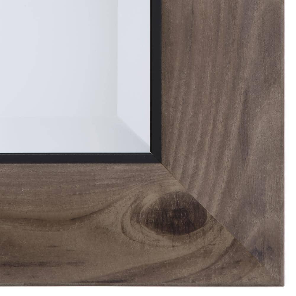 Small Gray and Black Rectangular Wood Framed Mirror
