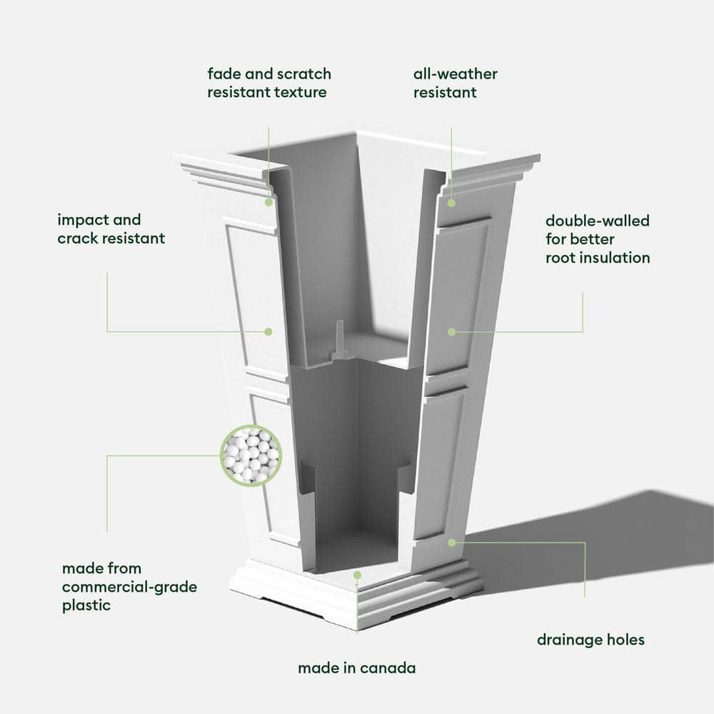 Veradek Brixton Tall 28" Plastic Planter - White