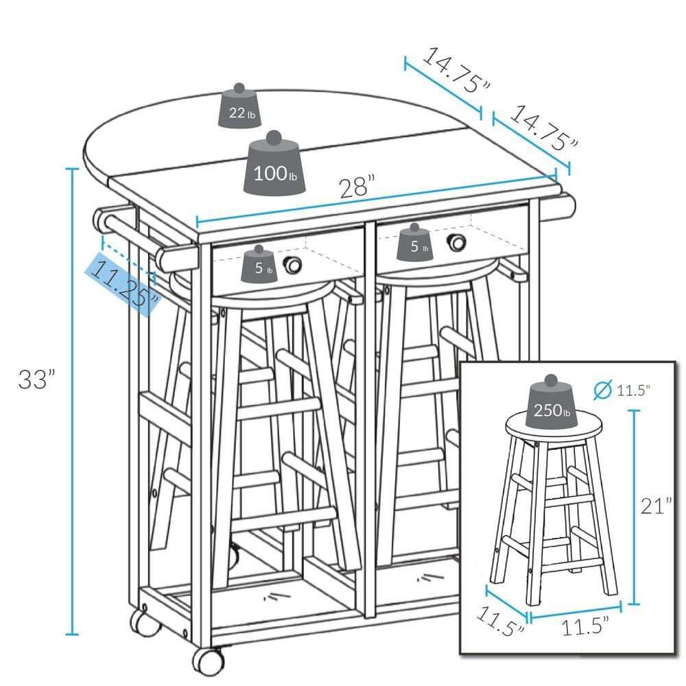 Casual Home Breakfast Cart with Drop-Leaf Table