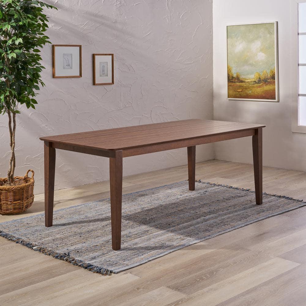 Noble House Lylah Indoor Rectangular 8 Seat Farmhouse Dining Table, Walnut Finish