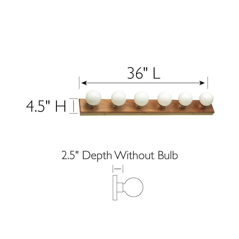 Design House Strip 6-Light Dimmable Contemporary Vanity Light, Honey Oak