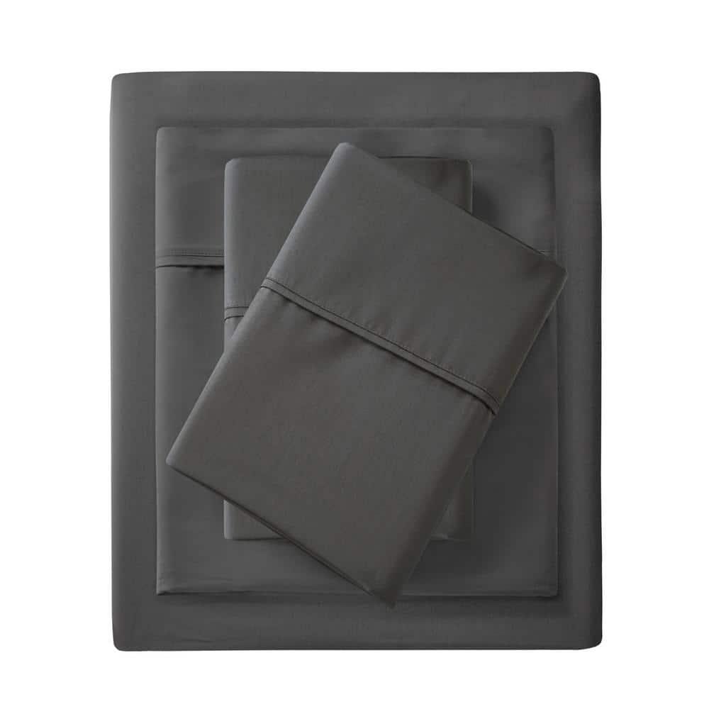 Queen 1500 Thread Count Cotton Blend 4pc Sheet Set Charcoal
