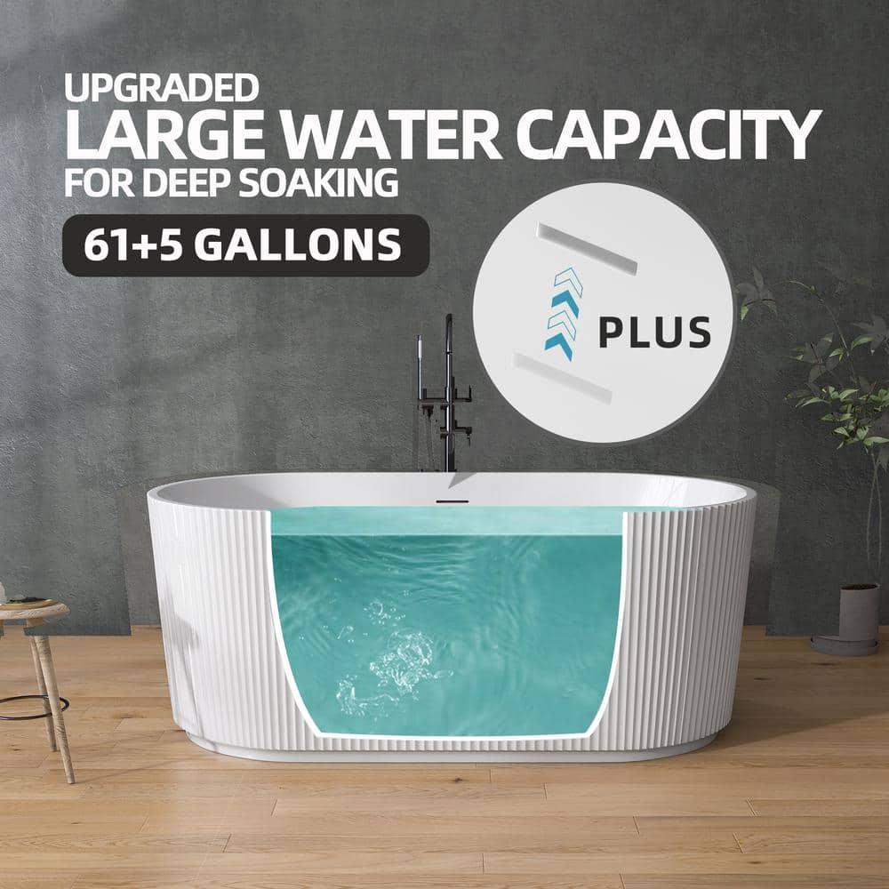 59" X 30" Freestanding Corner Soaking Acrylic Bathtub