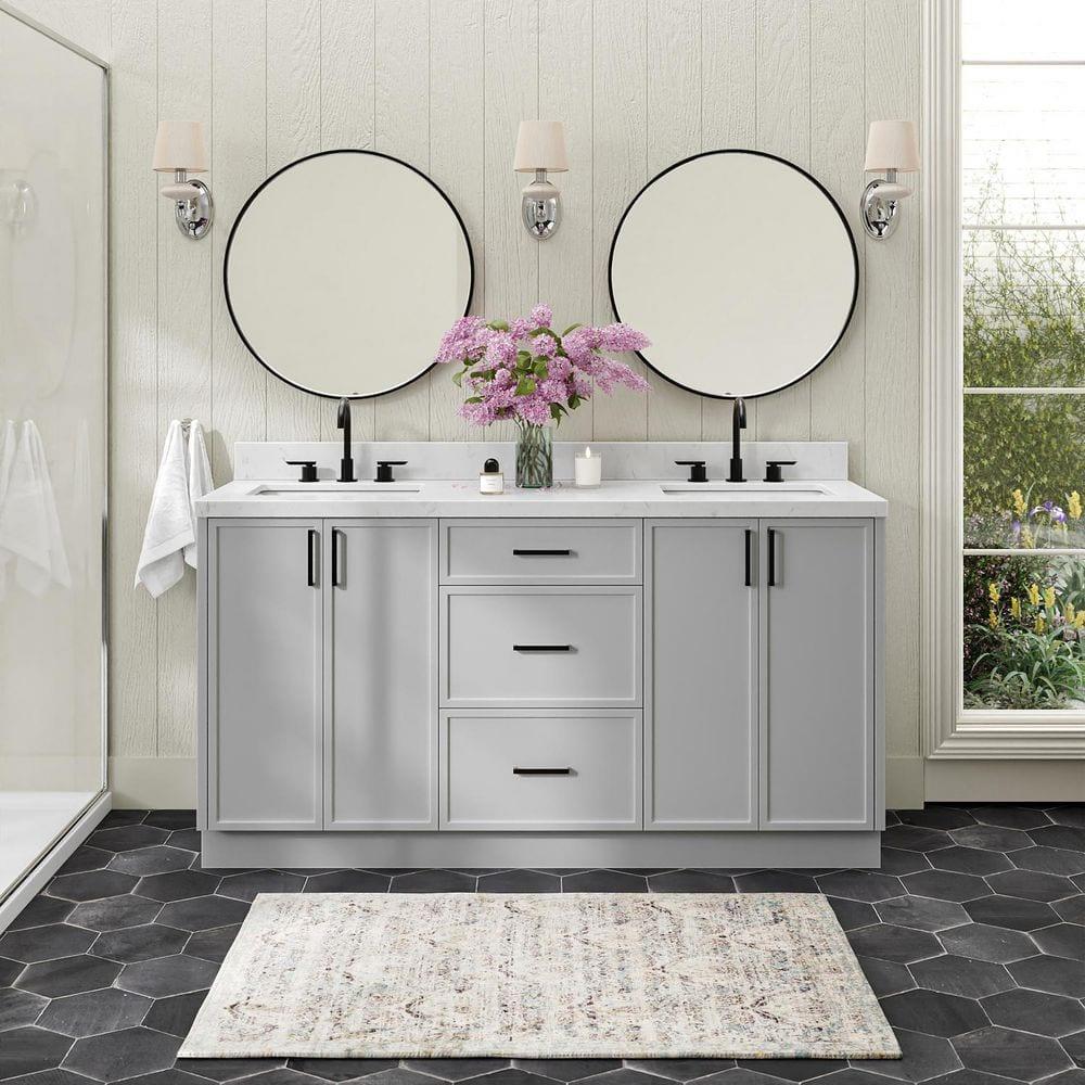 Ariel Kelley 66 Inch Double Sink Base Cabinet In Oak
