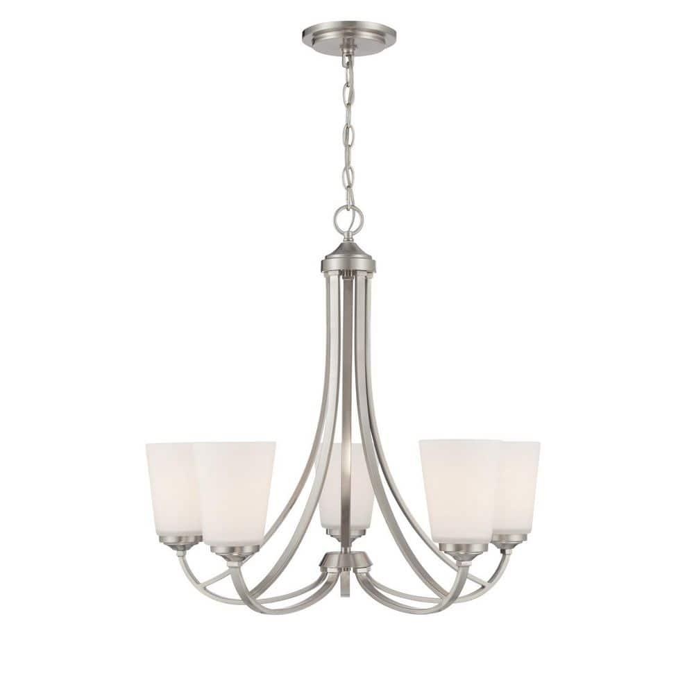 Minka Lavery Chandelier Lighting 4965-84, Overland Park Glass 1 Tier with Shades, 5 Light, Nickel