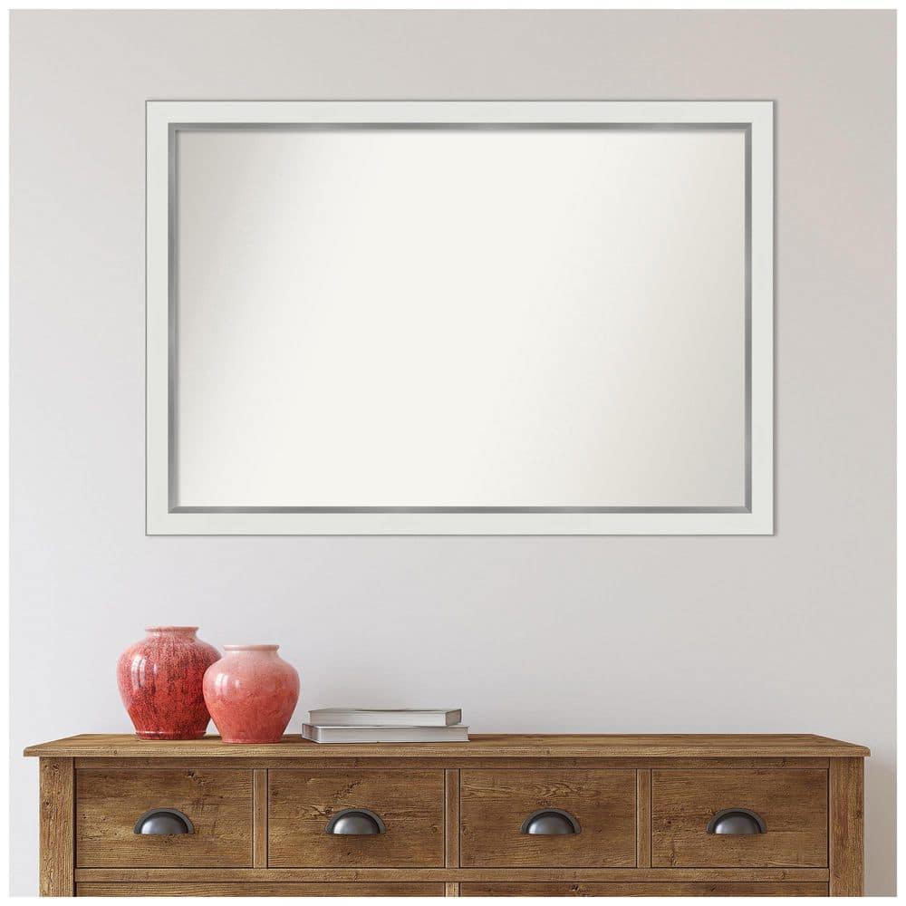 39" x 27" Non-Beveled Eva Narrow Bathroom Wall Mirror Gold - Amanti Art: Modern Polystyrene Framed, Includes Mounting Hardware