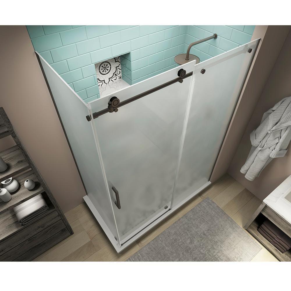 Aston Coraline XL 68" - 72" W x 32" D x 80" H Frameless Rectangle Sliding Shower Enclosure, Frosted Glass SEN984FRUW.UC-NBR-723280