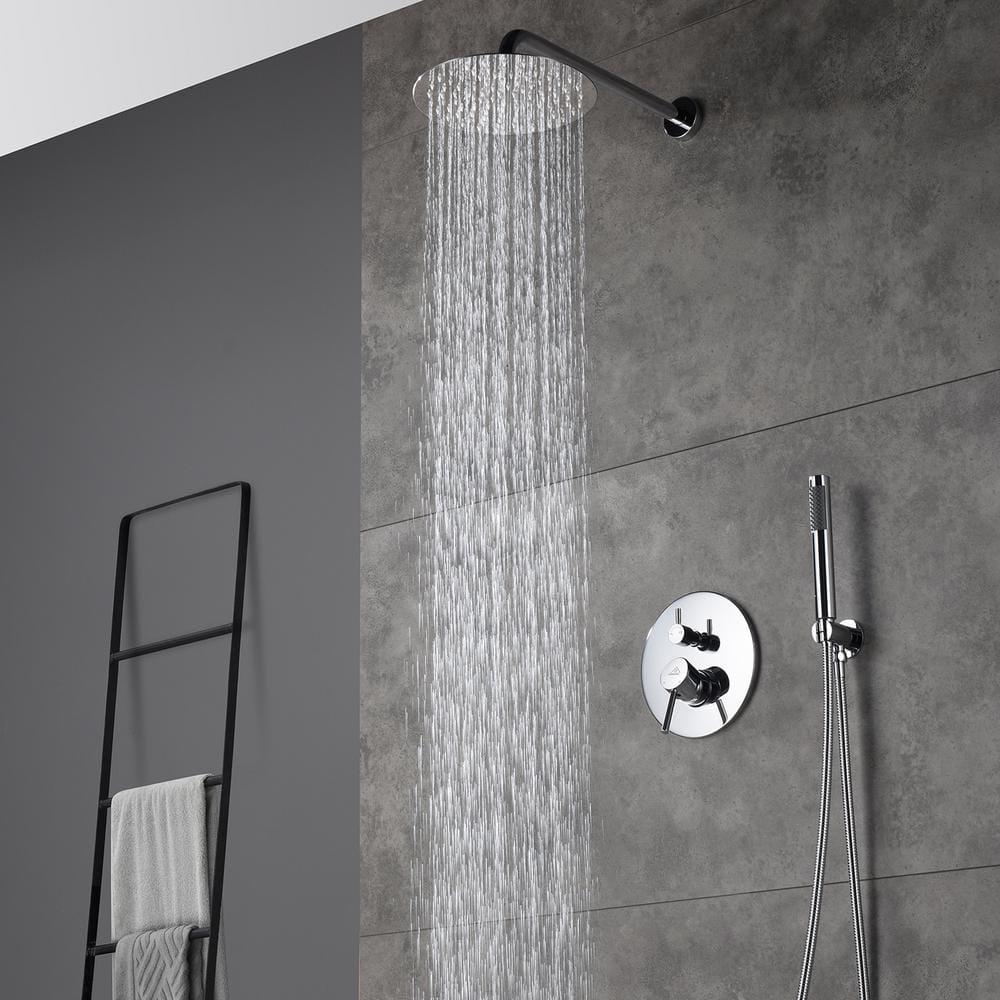 Pressure-Balanced Complete Shower System with 10-Inch Rain Shower Head, Handheld, Rough-in Valve