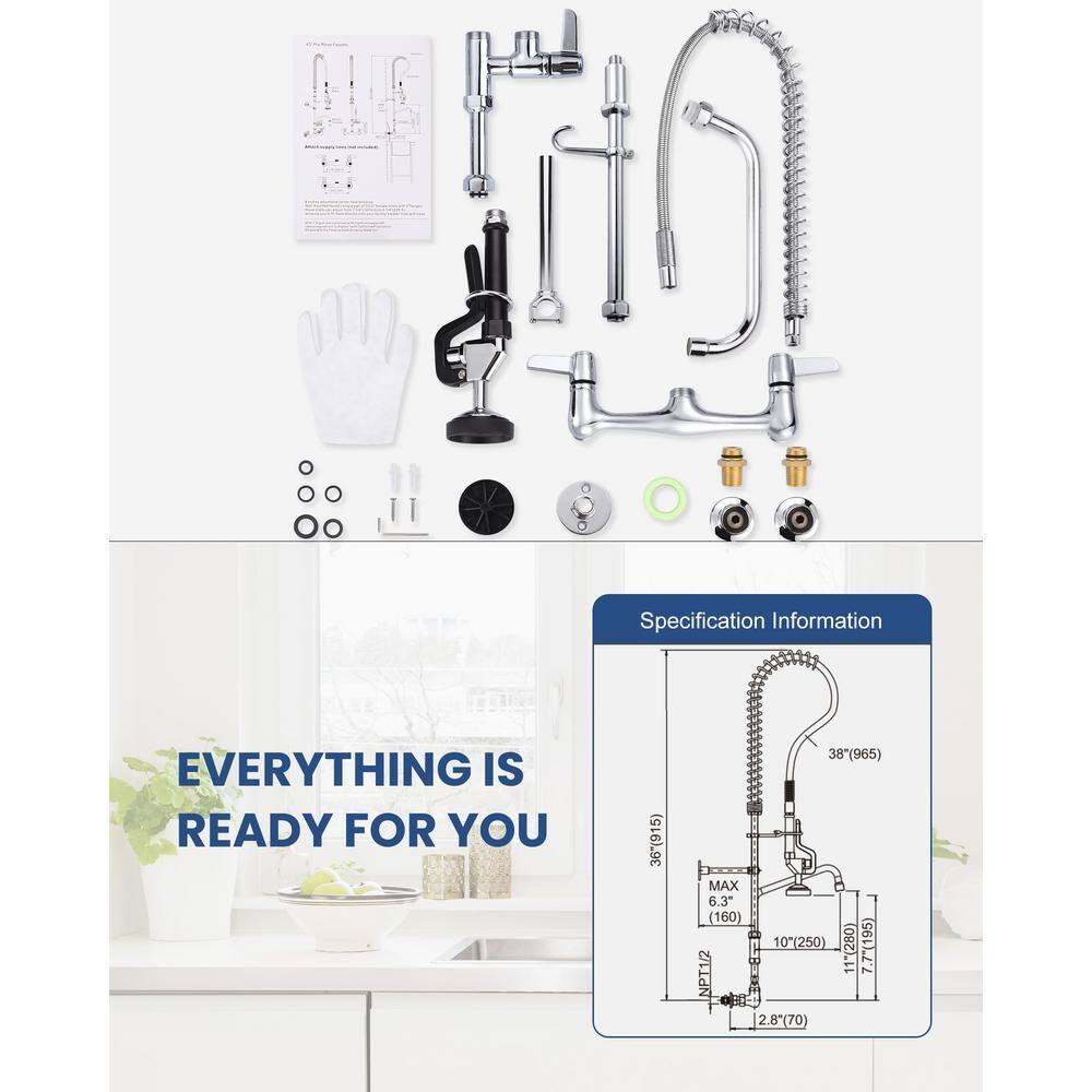 iVIGA Commercial Kitchen Faucet with Pre-Rinse Sprayer 36 Inch 2314300C-36-WF