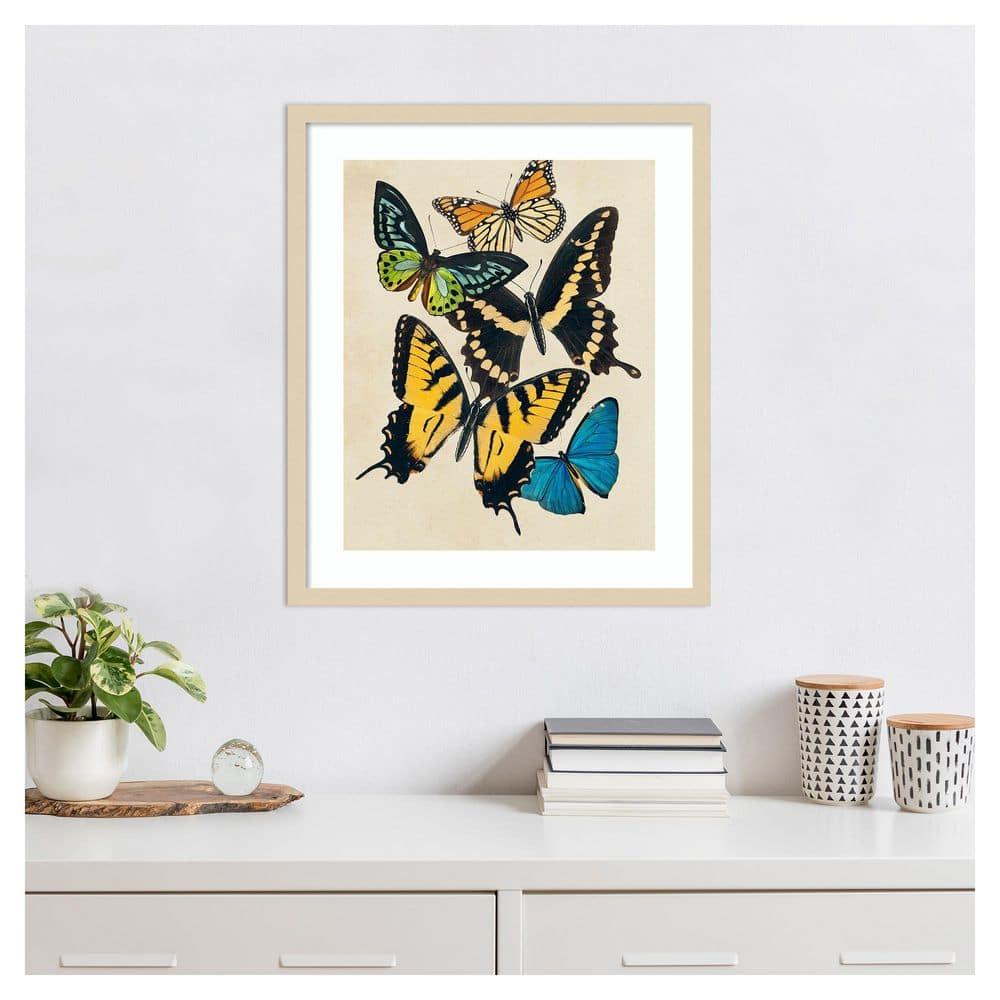 Amanti Art Collaged Butterflies II by Victoria Barnes Wood Framed Wall Art Print