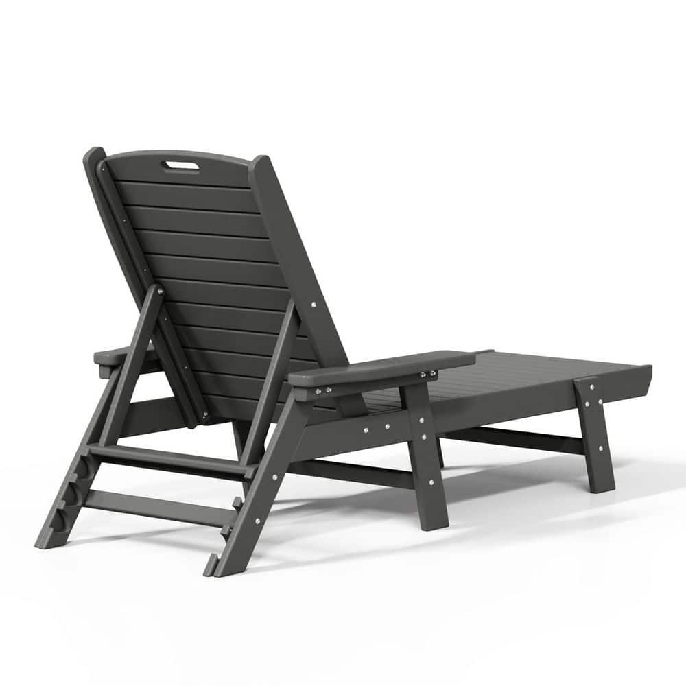 Polytrends  Laguna Hdpe All Weather Outdoor Patio Pool Reclining Chaise Lounge Gray