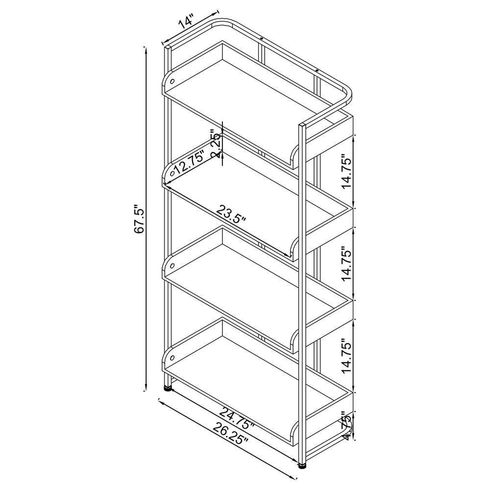 67.5" Ember 4 Shelf Bookcase White High Gloss - Coaster: Laminated, Modern Style, Includes Anti-Tip Hardware