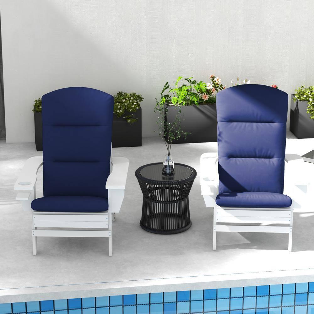 Outsunny Adirondack Chair Cushions, Outdoor Chair Cushions with Seat Cushion, Back Cushion and Ties, Water Repellent Replacement Patio Seat Pads, Blue