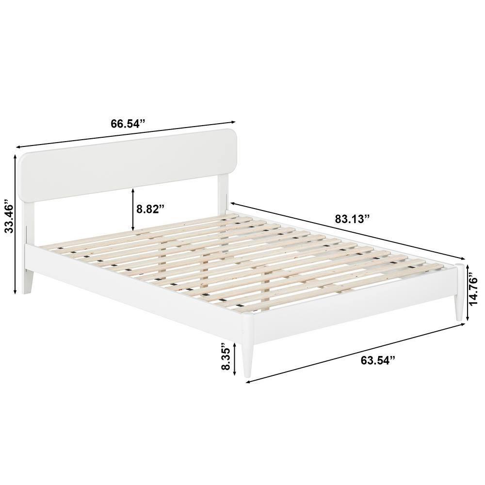 AFI Florence Queen Solid Wood Low Profile Platform Bed, White