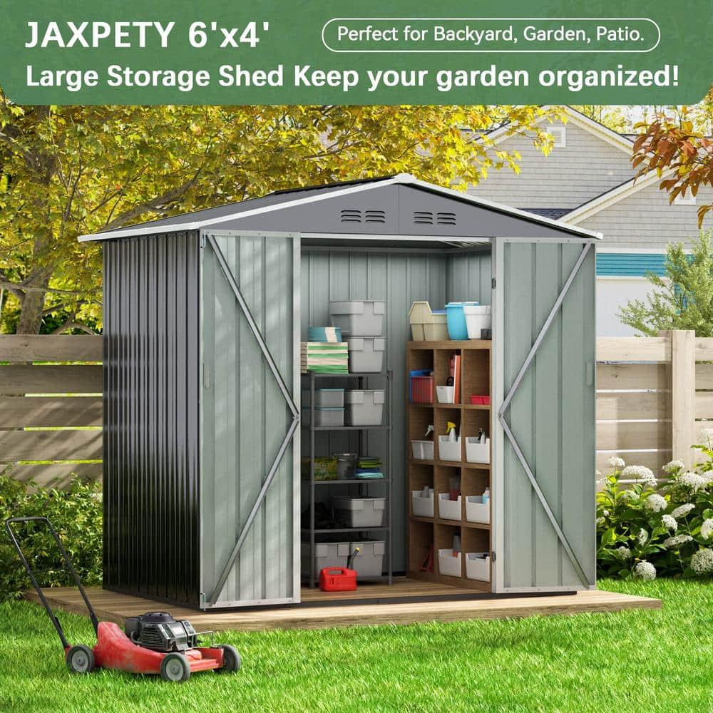 HOGYME 6 Ft. W X 4 Ft. D Outdoor Metal Storage Shed With Lockable Doors