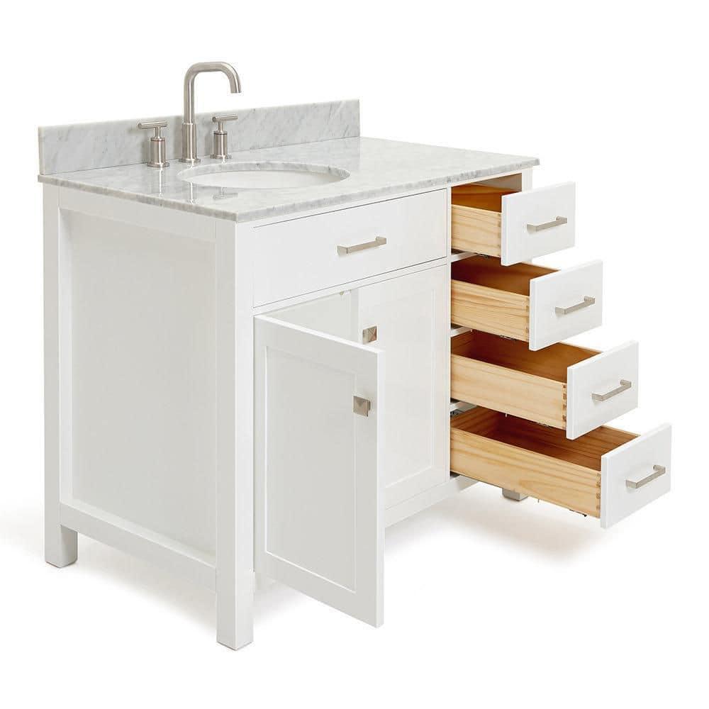 Ariel H036slcqrvo Bristol 36" Free Standing Single Basin Vanity Set - White