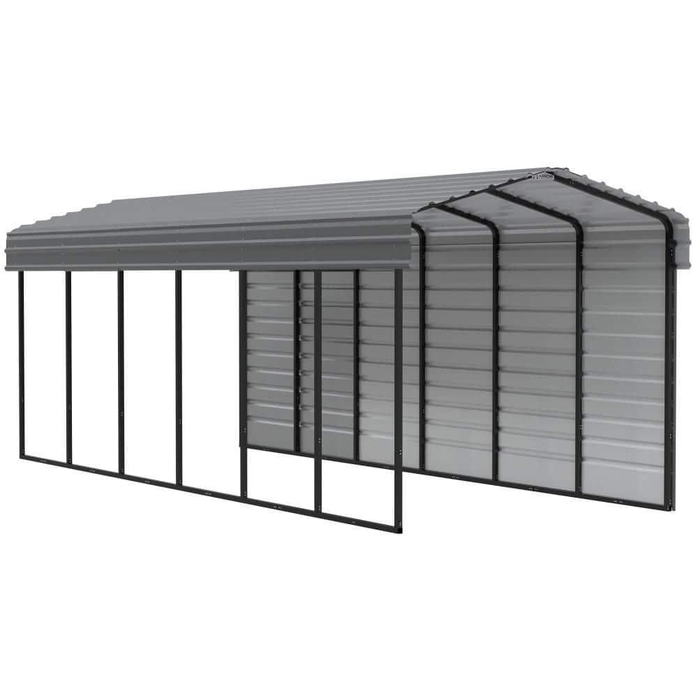 Arrow Arrow Steel Carport with 1 Side Wall Kit, 10x29x09