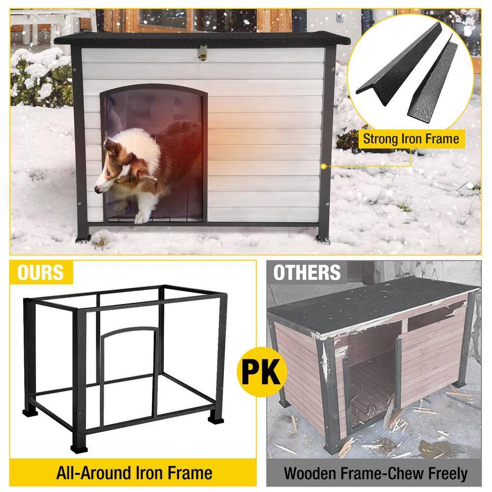 Aivituvin-AIR86-IN Large Insulated Dog House Off-White 43.3"(L) x 29.4" (W) x 33.4"(H)