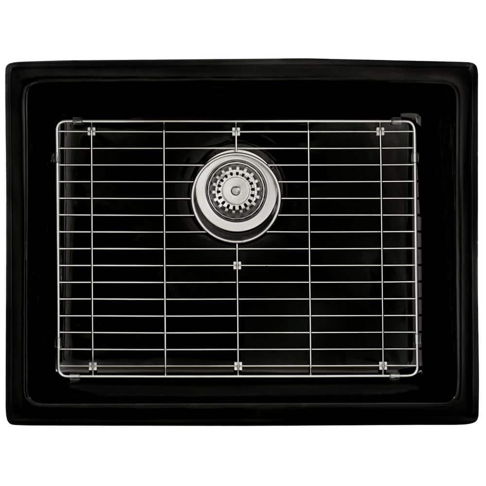 Ruvati 24-inch Fireclay Undermount / Drop-in Topmount Kitchen Sink Single Bowl - Glossy Black