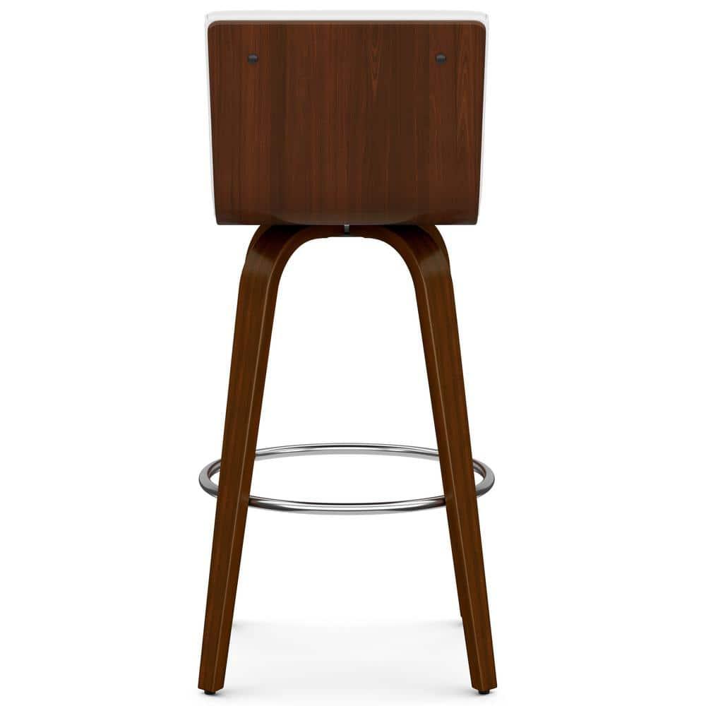Simpli Home Roland Swivel Upholstered Mid-Century Modern Stool with Padded Seat and Back