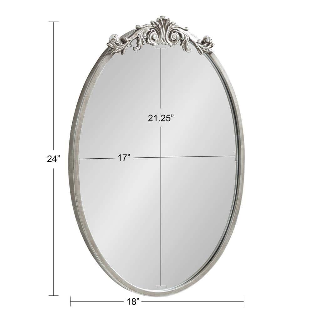 Kate & Laurel All Things Decor 18"x24" Arendahl Traditional Vertical Oval Wall Mirror Silver: No Assembly, Metal Frame, Wall Mounted