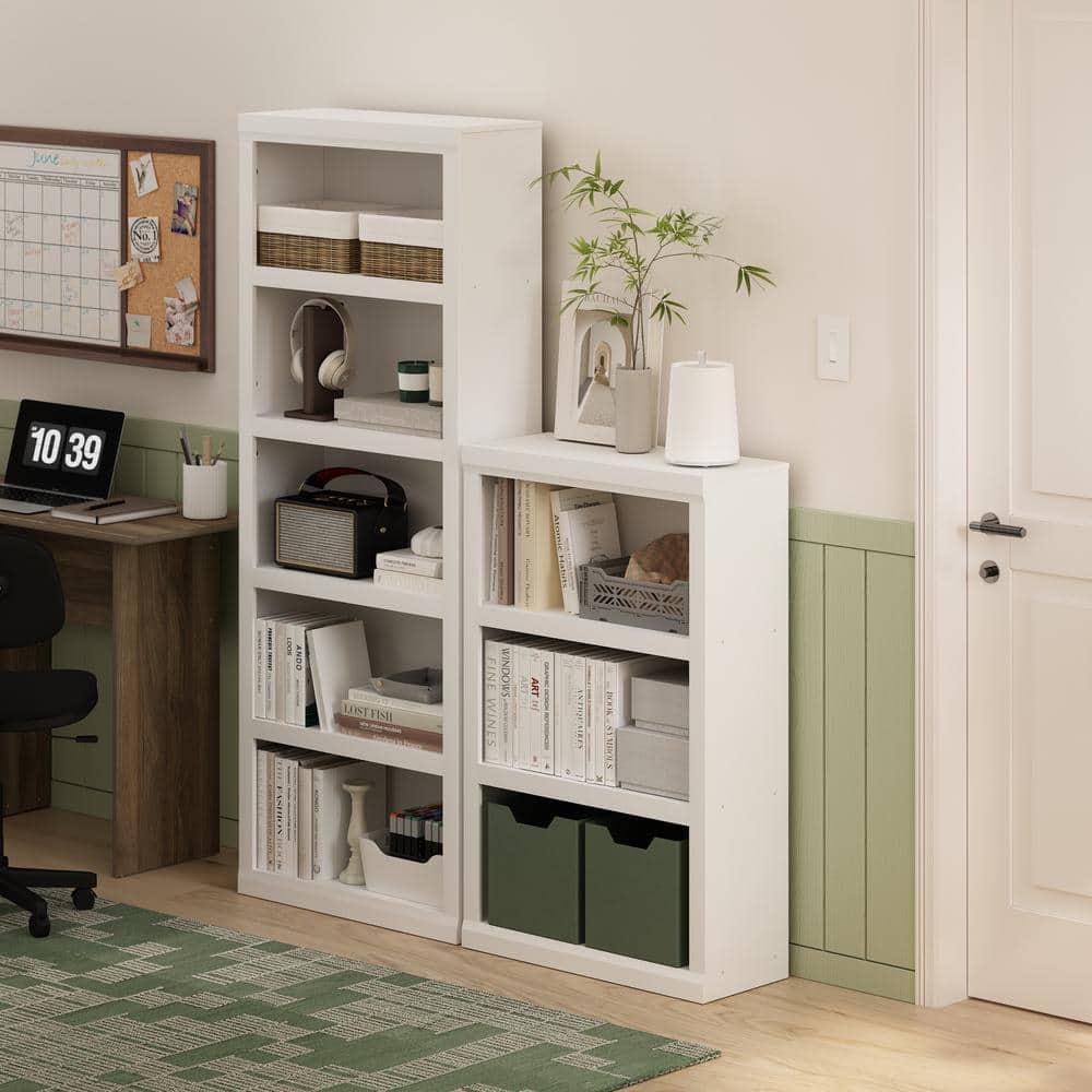 Furinno Rail 3-Tier Open Shelf Bookcase, White