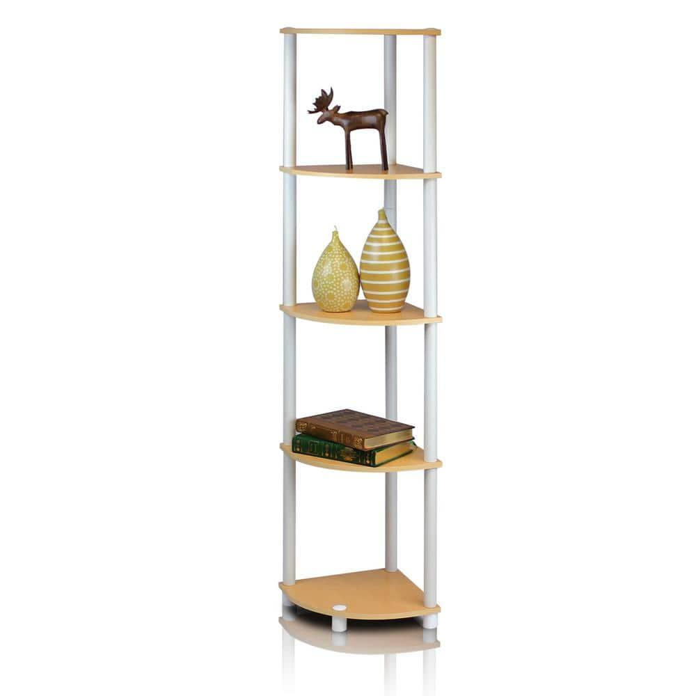 Furinno 2-99811BE Turn-N-Tube 5-Tier Corner Multipurpose Display Shelves, Set of 2