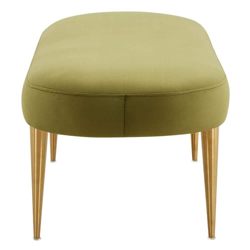 SAFAVIEH Couture Corinne Oval Solid Velvet Contemporary Bench, Olive Green