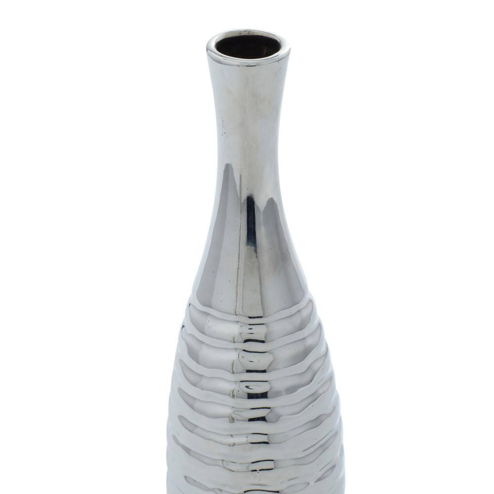 CosmoLiving by Cosmopolitan Ceramic Slim Textured Bottleneck Decorative Vase with Varying Patterns Set
