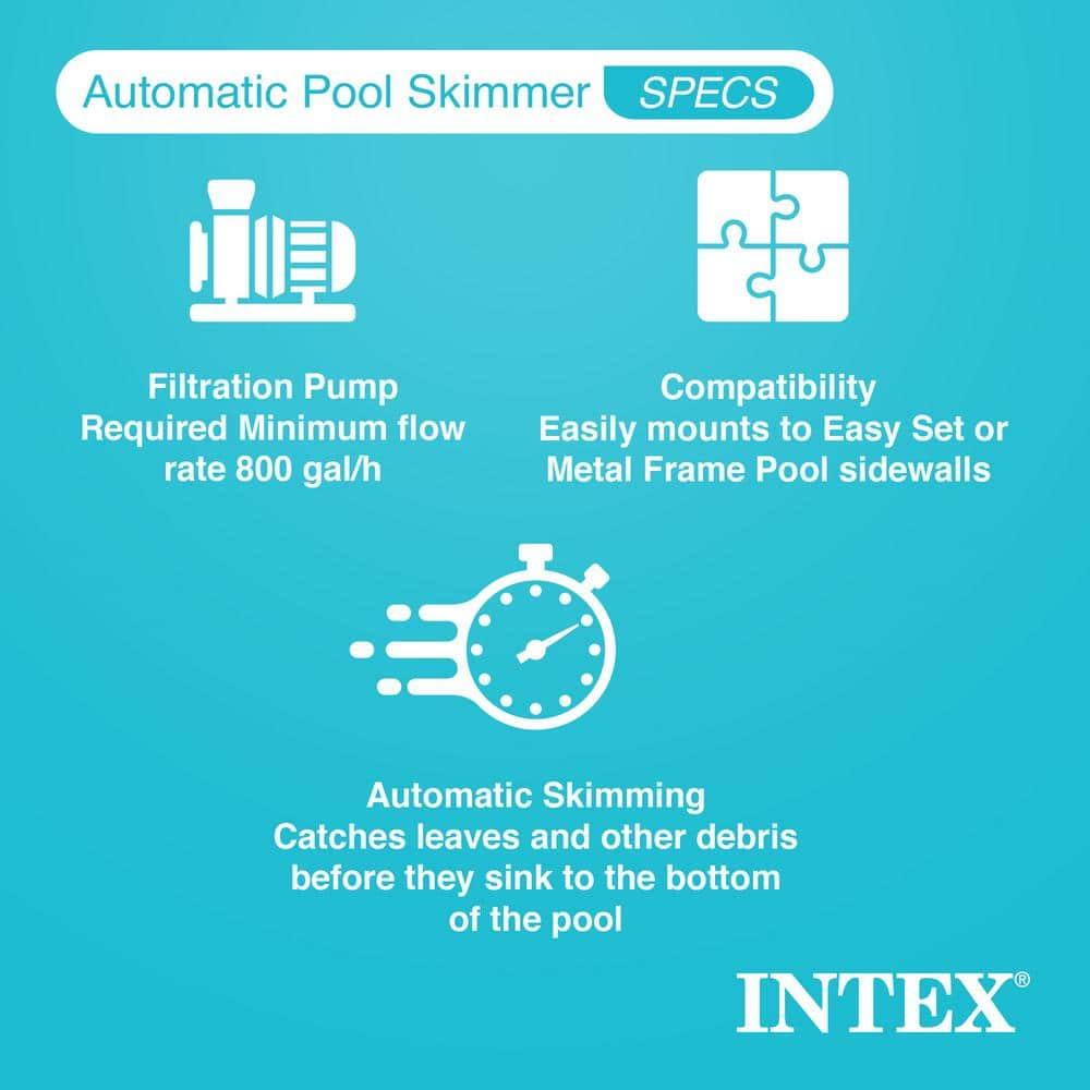 Intex Deluxe Automatic Surface Skimmer Bundled with Maintenance Kit w/ Vacuum & Pole, Swimming Pool Cleaning Tools for Above Ground and InGround Pools