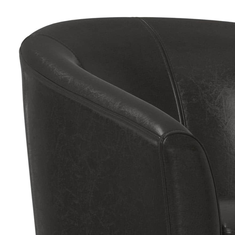 Simpli Home Austin 30"W Upholstered Vegan Faux Leather Contemporary Tub Accent Chair with High Arms and Deep Seat